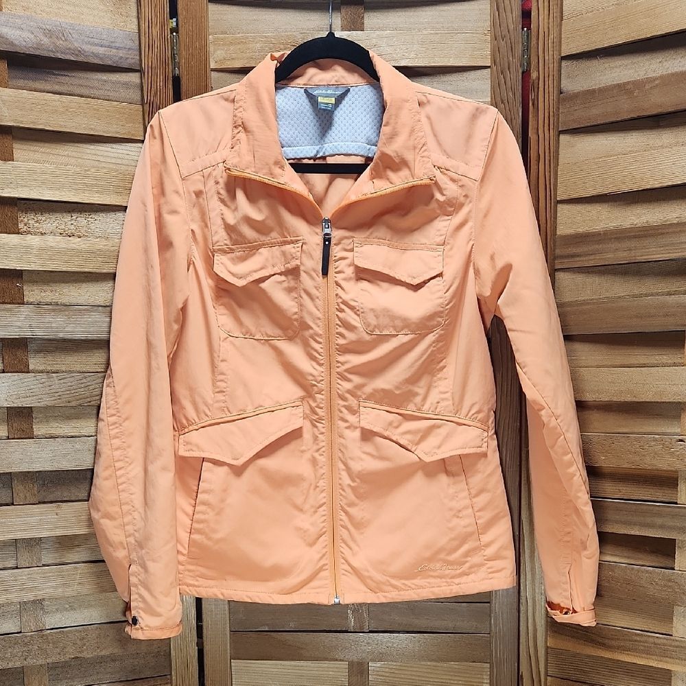 Eddie Bauer Travex Orange Jacket Women XS Coat Multiple Pockets Nylon Polyester